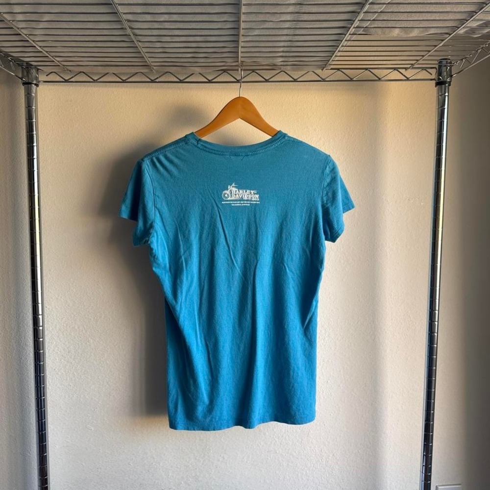 Harley Davidson Motodrom Salzburg Austria since 1903 baby tee teal blue winged b - Picture 4 of 5